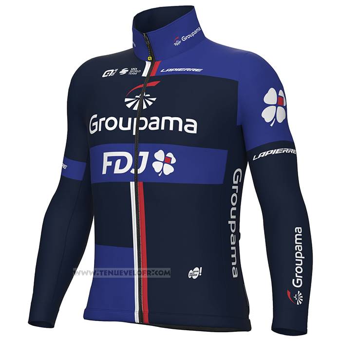 2023 Maillot Cyclisme Groupama-FDJ Profond Bleu Manches Longues et Cuissard